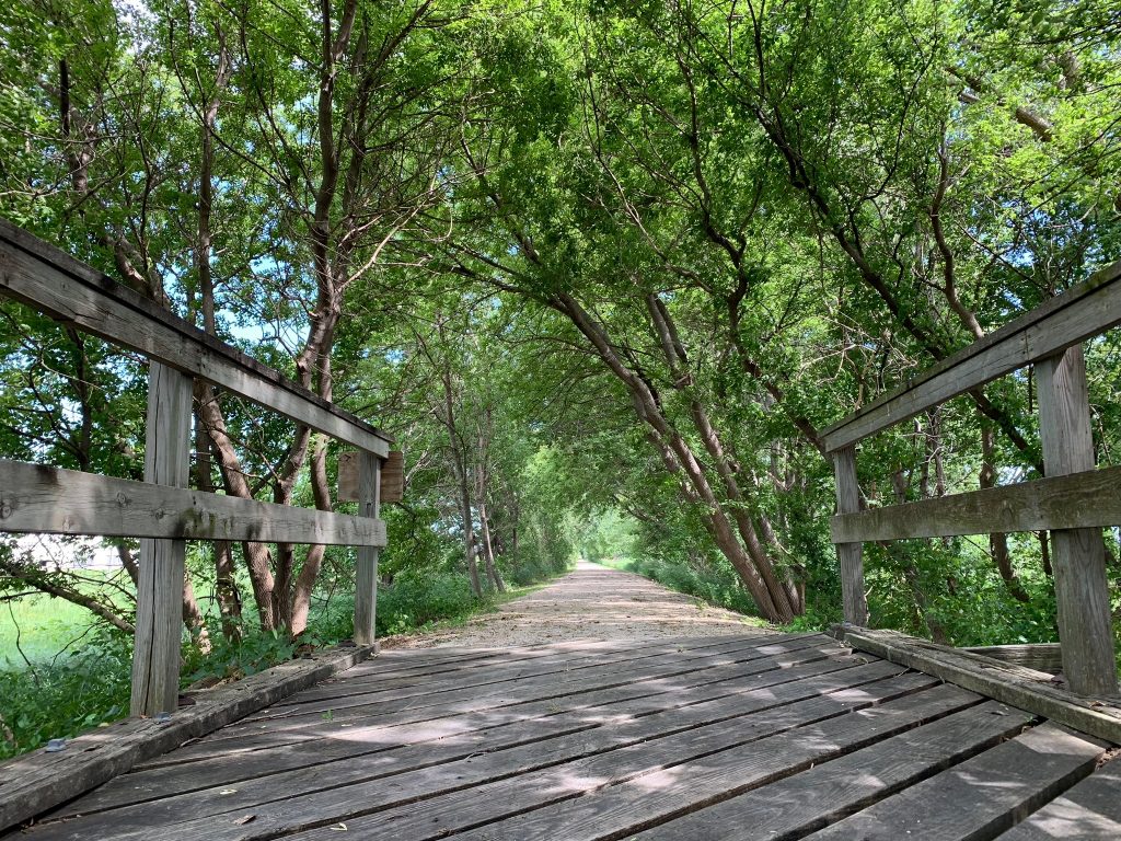Wooden bridge on Prairie Preservation Trail